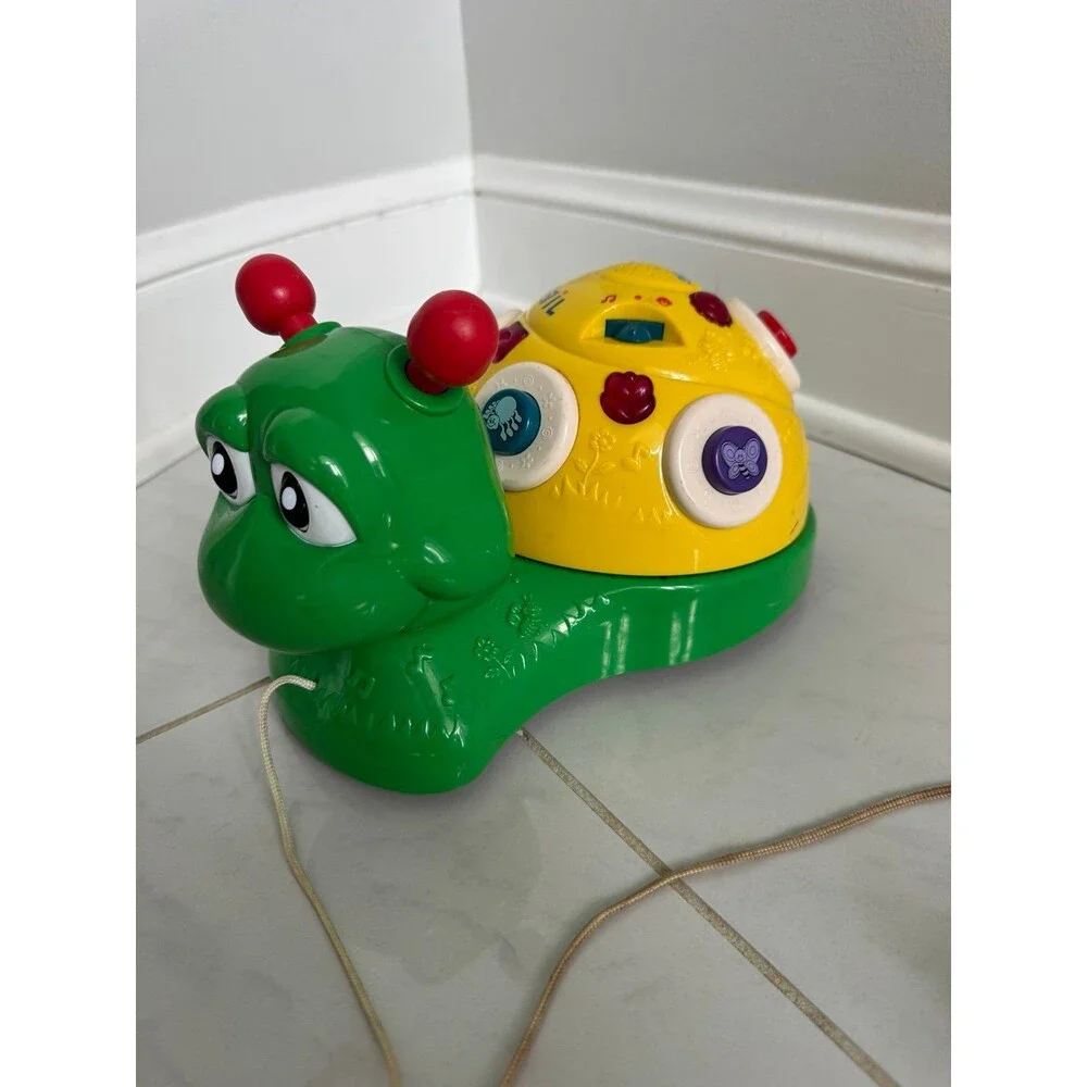 VTG 90s VTech Little Smart Spin 'N Grin Snail Pull Toy Works Music Interactive